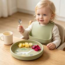 1 Set de platos de silicona seguros para bebés y niños pequeños, con diseños adorables, aptos para microondas y lavavajillas - Multicolor - Ver 2