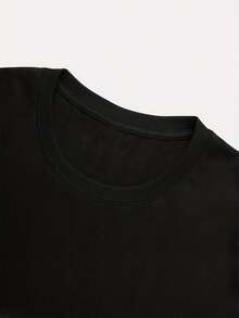 Camiseta con estampado de cabeza de vaca, top casual de manga corta y cuello redondo para verano y primavera, ropa de mujer. - Negro - Ver 3