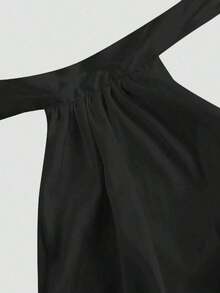 MOD Vestido mini con espalda descubierta, lazo y estampado floral abstracto fluido - Negro - Ver 4