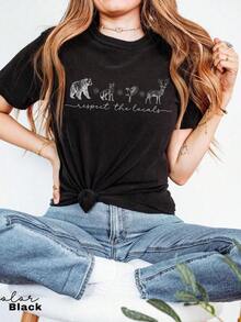 Camiseta de Parque Nacional, Camiseta "Respeta a los Habitantes Locales", Camiseta de Camping, Regalo para Amantes del Camping, Camiseta de Animales Salvajes, Camiseta de Mujer con Diseño de Naturaleza, Camiseta Casual de Algodón con Cuello Redondo para Primavera y Verano, Súper Suave, Camiseta Transpirable de Verano - Regalo Perfecto para Pascua, Día de San Patricio, Día de San Valentín, Día de la Madre para Mamá, Parejas, Familiares y Amigos. - 2-negro - Ver 8