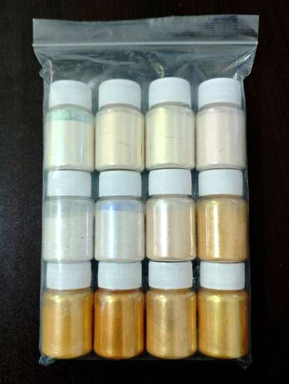 Dofuny 12 Colors Royal Gold Iridescent Aurora Pearl Mica Powder, Shimmer Pigment For Epoxy Resin, Jewelry, Soap, Car Paint, DIY Craft Making