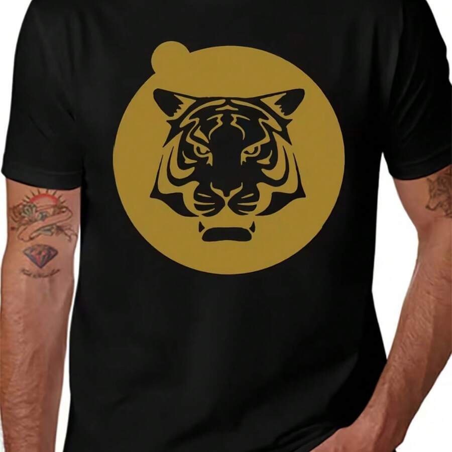 Printed T-Shirt For Men And Women - 黑色 - 查看 1
