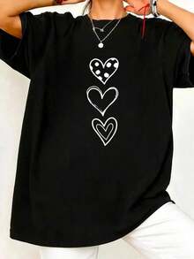 Nueva llegada 2026: Camiseta de manga corta de moda, diseño de nicho de verano, top holgado de talla grande. Camiseta 100% algodón puro, gruesa, en blanco y negro, con diseño gráfico y estampado de letras a la moda, estilo unisex de manga corta. Nueva colección para primavera, verano y otoño, transpirable y cómoda, estilo minimalista y versátil de ropa urbana, conjunto a juego para parejas. - Blanco - Ver 1