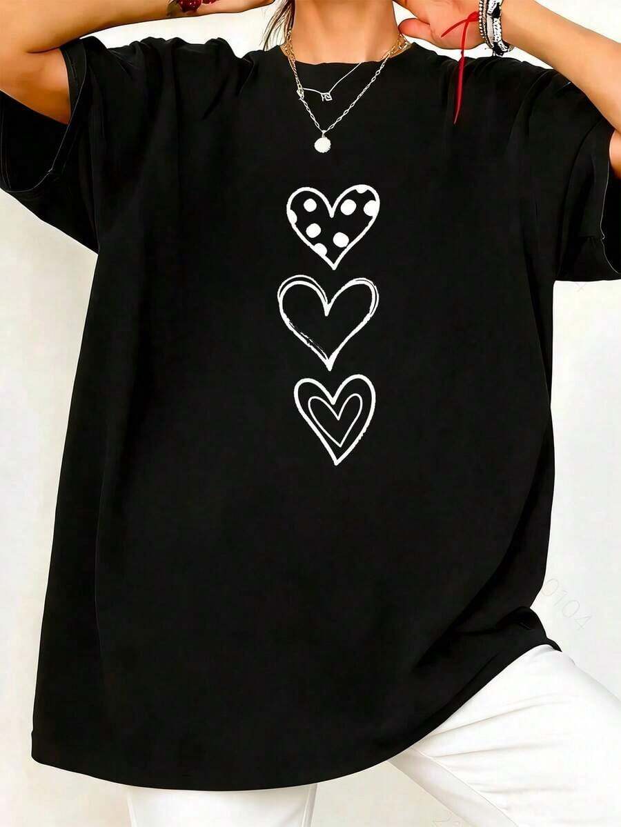 Nueva llegada 2026: Camiseta de manga corta de moda, diseño de nicho de verano, top holgado de talla grande. Camiseta 100% algodón puro, gruesa, en blanco y negro, con diseño gráfico y estampado de letras a la moda, estilo unisex de manga corta. Nueva colección para primavera, verano y otoño, transpirable y cómoda, estilo minimalista y versátil de ropa urbana, conjunto a juego para parejas. - Blanco - Ver 1