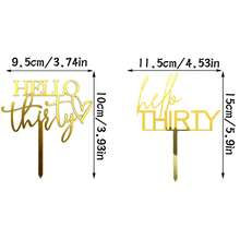 3pcs/1pc Acrylic Gold "Hello 30 40 50 60" Birthday Cake Topper, Birthday Anniversary Party Decorations - Multicolor - View 8