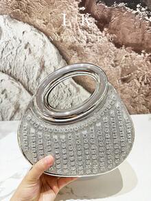1 chiếc túi xách nữ sang trọng màu bạc đính đá lấp lánh, túi đeo chéo đa năng tinh tế, túi dự tiệc thanh lịch, túi trang trí tua rua, hoàn hảo cho các buổi tiệc, đám cưới, lễ tốt nghiệp, dạ hội/tiệc tối. - Bạc - Xem 7