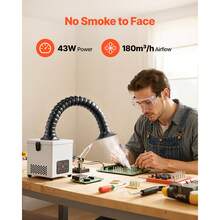 Solder Fume Extractor, 3-Stage Filtration Soldering Smoke Absorber With 180 M³/H Strong Suction & 3-Level Airflow, Compact Desktop Brushless Smoke Extractor For Soldering DIY Welding - 180 M³/h - View 2
