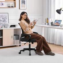 Modern Ergonomic Office Chair Adjustable Swivel Mesh Computer Chair With Back Support Arms Wheels For Home Work Students Study Black - Black - View 4