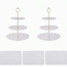 1/5pcs Plastic Cake Stand Dessert Plate Set, 2-Tier/3-Tier Dessert Display Rack, Round Multi-Layer Tray Suitable For Birthday, Wedding, Party - Multicolor - View 7