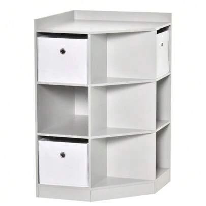 Children's Corner Shelf With 3 Storage Boxes, Toy Storage For Children Aged 3 To 12 Years, Grey, 57.4 X 57.4 X 94 Cm