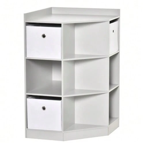 Children's Corner Shelf With 3 Storage Boxes, Toy Storage For Children Aged 3 To 12 Years, Grey, 57.4 X 57.4 X 94 Cm - 灰色 - 查看 1