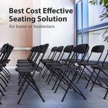 4 PACK White Foldable Plastic Chair | Folding & Stackable | 350 Lbs Capacity Steel Frame Seats For Indoor Outdoor | Commercial Use Events Wedding Party Events Bulk Picnic Kitchen Dining - Black - View 1