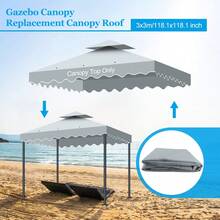 10x10 Double Tier Gazebo Canopy Replacement – 300D Polyester, Air Vent, Heavy Duty Cover Top For Outdoor Patio, Garden – Easy Install (Top Only) - Light Grey - View 3
