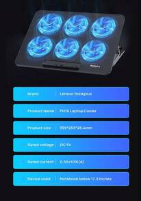 Lenovo ZJA8 Cooling Stand, Laptop Stand, 360° Rotating Infinitely Adjustable Cooler, Vertical Raising Stand Base, Cooling Stand For Laptops, 6-Core Fan | 6-Speed Adjustment | Portable Cooling | A Cooling Essential For Gaming Laptops - View 7