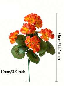 2/4/6 Tiges de Géranium Artificiel - Fleurs Orange d'Automne Réalistes avec Feuilles Vertes, Convient pour la Décoration Intérieure et Extérieure, Parfait pour le Jardin, le Porche, la Terrasse, la Jardinière de Fenêtre et le Pot Suspendu, Décoration de Jardin, Plante sans Entretien, Arbuste Floral Artificiel pour l'Extérieur - Orange brûlé - Voir 10