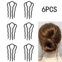2/4/6 buah Jepit Rambut, Jepit Rambut Bentuk U untuk Sanggul Kasual, Aksesori Alat Penata Rambut French Twist, Warna Polos - MultiWarna - View 9