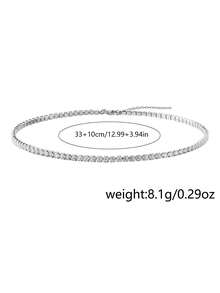 Nooxian 1 pieza Collar de mujer, elemento de diamante, moda brillante, brillante, collar corto de cobre con circonita cúbica, versátil para fiesta y uso diario, accesorio de regalo - Plateado - Ver 10