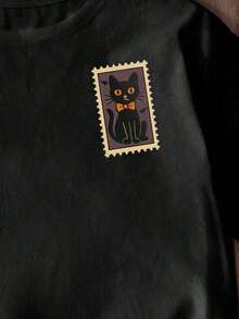 Camiseta de mujer con estampado de fantasma y calabaza de Halloween - Negro 2 - Ver 5