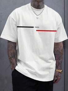 Manfinity Homme Men's Short Sleeve T-Shirt, Modern Printed Design, Size GNYP - White - View 9