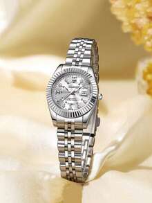 Luxury Design Fashion Exquisite Quartz Watch With Calendar Function, Suitable For Wedding Celebration, Gifts, Company, Annual Meeting, Employee Gifts, Daily And Formal Occasions, Birthday Gifts And Holiday Gifts, Anniversary. (Excluding Gift Box) - White - View 5