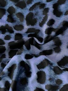 Body de manga larga con hombros transparentes y estampado de leopardo para mujer - Azul - Ver 6