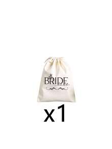6pcs Linen Drawstring Gift Bags - Featured With "Bride" Theme, These Linen Drawstring Pouches Can Serve As Exclusive Packaging For Wedding Party Favors, Bridal Gifts, And Organizational Storage. Ideal For Wedding Ceremonies, Engagement Parties, New Year Gatherings, Birthday Celebrations, Mother's Day, Father's Day, Housewarming Parties, Vintage-Themed Events, Anniversaries, And More. - One Size Fits All - View 9