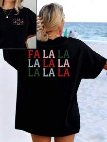 Cheerful Text That Conveys A Festive And Positive Feeling With Repeated Phrases That Evoke Joy And Energy In Harmonious Colors, Ideal For A Casual Day. Women's Double-Sided T-Shirt With A Modern Print - 黑色 - 查看 8