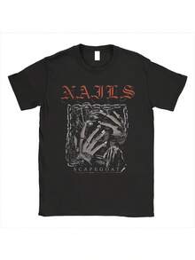 Nails Scapegoat Band T-Shirt For Men And Women, Featuring A Gothic Heavy Metal Logo And Hand Sign Design. Soft And Versatile, This All-Season Streetwear Essential Is A Perfect Everyday Gift For Fans And Friends. With Its Crisp, Streamlined Cut, This Garment Creates A Clean And Vibrant Look. Its Relaxed Yet Flattering Silhouette Suits All Body Types, Offering A Style That Is Both Casual And Sophisticated. - 黑色 - 查看 6