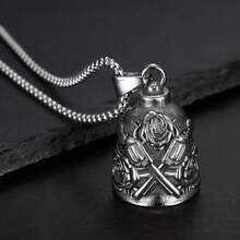 AD 1pc Car Motorcycle Lucky Bell Bicycle Bell Accessory Protective Riding Angel Bell Exorcism Bell Retro Punk Motorcycle Lucky Riding Bell - Titanium Steel LD-guns N' Roses - View 2