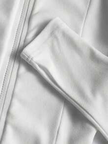 Chaqueta delgada de terciopelo negro para mujer, chaqueta de manga larga con cierre de cremallera de estilo casual y ajuste ceñido para el otoño - Multicolor 7 - Ver 3
