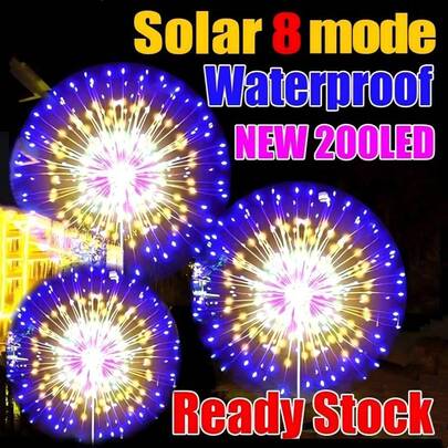 4 bộ đèn pháo hoa năng lượng mặt trời 320 LED, kèm 240 đèn LED hình sao, 8 chế độ chiếu sáng, thích hợp trang trí ngoài trời, cho trung tâm thương mại, xe cắm trại, đám cưới, Giáng sinh, tiệc sân vườn và nhiều dịp khác.