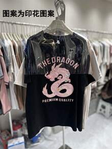 Camiseta con estampado de camisa casual para mujer, manga corta y cuello redondo, moda urbana local de primavera/verano. WF3I - Negro - Ver 11