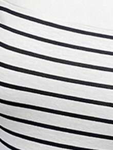 de mujer de manga corta con escote trasero a rayas francesas, ideal para primavera/verano - Blanco - Ver 8