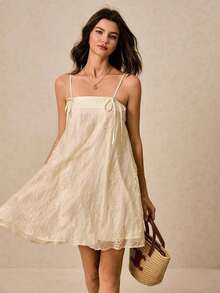 Vestido beige, vestido de verano, vestido con bordado tridimensional, vestido halter, vestido de gala, vestido de novia, conjunto de verano para mujer, atuendos de festival, vestido mini holgado de mujer con estampado floral casual - Albaricoque - Ver 12