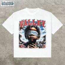 Valley The World Is Your Retro 180g Cotton T-Shirt, Grunge Style Print, Streetwear, Large Size T-Shirt, Jesus T-Shirt, Y2K Graphic Tee, Perfect Gift For Family And Friends. GM5R - 白色的 - 查看 1