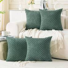 Set Of 4 Decorative Throw Pillow Covers, 18x 18 Inch Corduroy Pillow Covers For Bed, Sofa And Living Room, Soft Square Cushion Covers - Dark Green - View 8