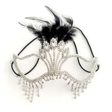 1 pieza Máscara de moda con plumas y rhinestones, 1 pieza Máscara de cantante de etapa de Halloween con flecos de rhinestones, 1 pieza Accesorio de joyería de rendimiento para mujer - Plateado - Ver 6