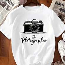 Camiseta Moderna Minimalista de Manga Corta Blanca con Estampado Floral para Uso Diario Casual - Blanco - Ver 7