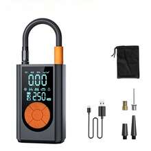 Portable Wireless Mini Air Compressor, 2000mAh 7.4V Digital Dual Display With LED Light And Pressure Gauge, Suitable For Cars, Motorcycles, Bicycles And Balls, Essential Spring Travel Gear - Black - View 12