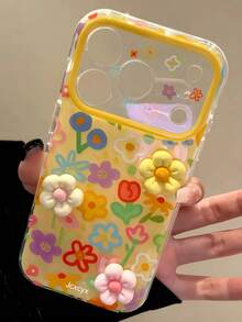 春季彩色 3D 花卉手機殼，相容 iPhone 18 Pro Max 18 Pro 18 17 Pro Max 17 Pro 17 16 Pro Max 16 Pro 16 15 Pro Max 15 Pro 15 14 Pro Max 14 Pro 14 13 Pro Max 13 Pro 13，時尚耐用手機配件保護殼，適合科技愛好者、時尚愛好者，可愛花卉女孩禮物 - 線條花朵 - 查看 6