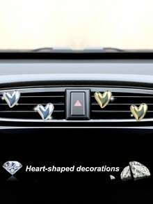 2/4 piezas Clip para rejilla de ventilación de coche con forma de corazón, clip ambientador lindo, accesorios para coche, sin fragancia - Solo para decoración, accesorio de clip para rejilla de ventilación | Diseño divertido | Clip ligero, regalo encantador de primavera/verano, accesorio de coche adorable - A - Ver 4