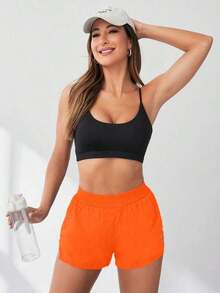 Pantalones cortos de compresión para mujer que absorben la humedad y tienen un short interno, cómodos para correr, yoga, evitar rozaduras.Pantalón corto deportivo para mujer, pantalón corto de gimnasio, pantalón corto de ciclista cómodo - Naranja - Ver 5