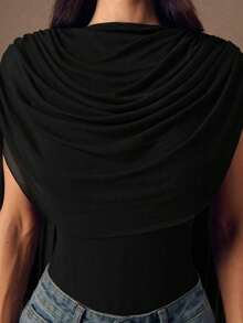 Body ajustado con cuello redondo y cinta color borgoña para mujeres, adecuado para graduación, ocasiones formales, fiesta de cóctel, cita romántica, capa base de otoño/invierno, fiesta, discoteca, reunión formal, salida nocturna, Halloween, Navi - Negro 2 - Ver 4