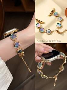 1 chiếc dây đeo đồng hồ hình cỏ bốn lá mạ vàng thời trang, dây đeo dạng vòng trượt điều chỉnh được, tương thích với dây đeo 38/40/41/42/44/45/46/49mm, dành cho các dòng Ultra/SE/11/10/9/8/7/6/5/4/3/2/1, dây đeo thay thế phong cách trang sức cao cấp dành cho nữ, phụ kiện đồng hồ thông minh, quà tặng bạn thân cho nữ. - bảy màu - Xem 9