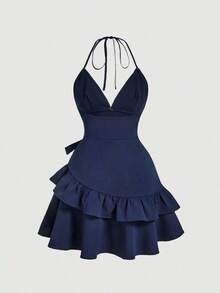 MOD Collar con colgante de concha, vestido casual mini para el verano - Gris - Ver 4