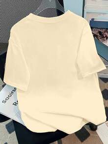 Women's T-Shirt With Funny Quote 2025 - "Stop Making Drama, You're Not" Graphic Tee, Casual Outdoor Wear, Black Summer - 卡其色 - 查看 2