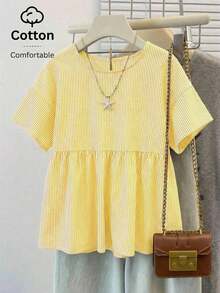 Camisa de mujer tejida a rayas verdes - Amarillo - Ver 11
