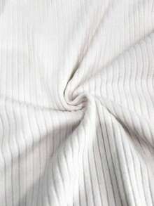 Elegante camiseta de punto de cuello redondo, top de punto minimalista de moda, primavera/verano - Blanco - Ver 4