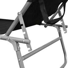 vidaXL Folding Lounger With Sunshade, Sun Lounger, Garden Lounger, Beach Lounger, Camping Lounger, Deck Chair, Leisure Lounger, Garden Furniture, Black Aluminum - Black - View 4