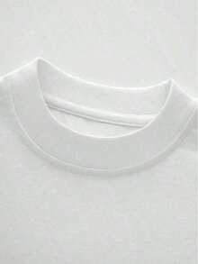 Camiseta de manga corta con cuello redondo para mujer, con estampado, hecha de tela de algodón puro. Cuello redondo clásico y minimalista, versátil y adecuado para todas las formas de cuerpo. Perfecto para citas, desplazamientos diarios y salidas informales. - Blanco - Ver 6